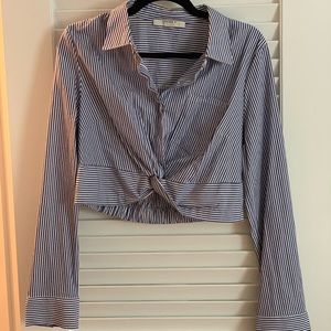 Forever 21  Striped Cropped Collared Shirt